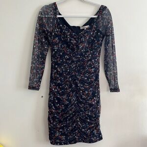 BCBGENERATION Womens Black Zippered Floral Mesh Sheer Sheath Dress 6‎
